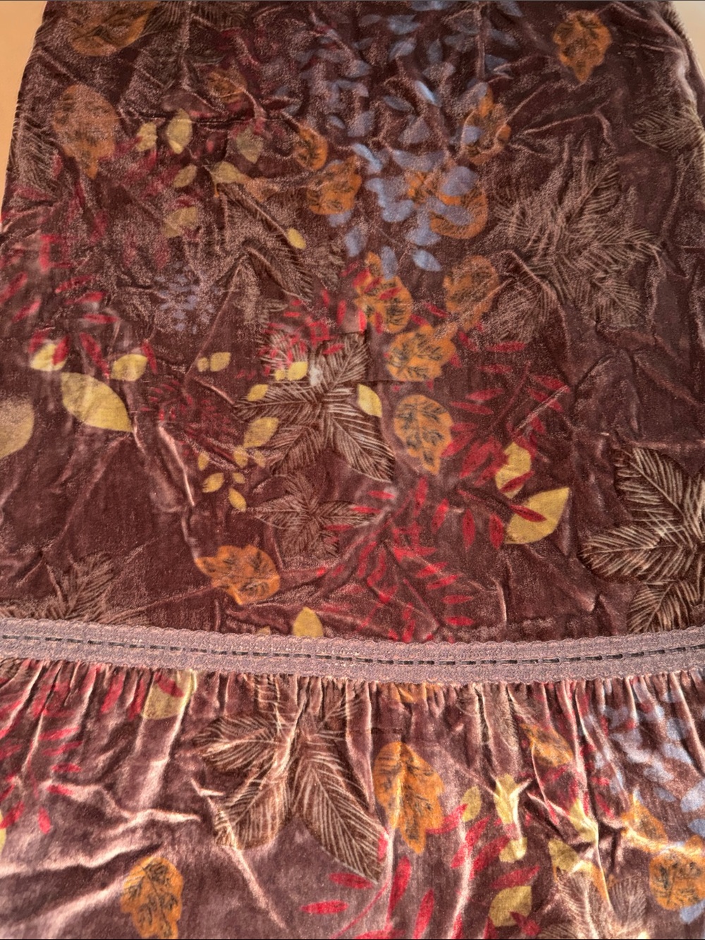 Kenneth Cole Brown Velvet Floral A-Line Midi Skirt - Picture 4 of 4